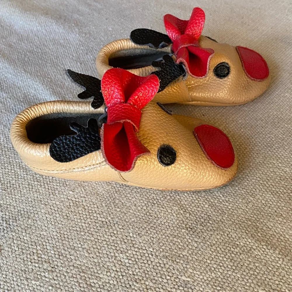 Vintage Leather Reindeer Shoes Holiday Season Great Condition!